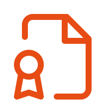 Pictogramme représentant un document avec un badge y étant apposé