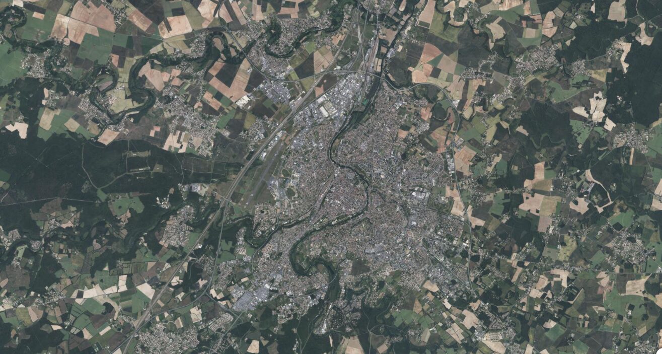Photo vue du ciel du patrimoine d'Ekidom